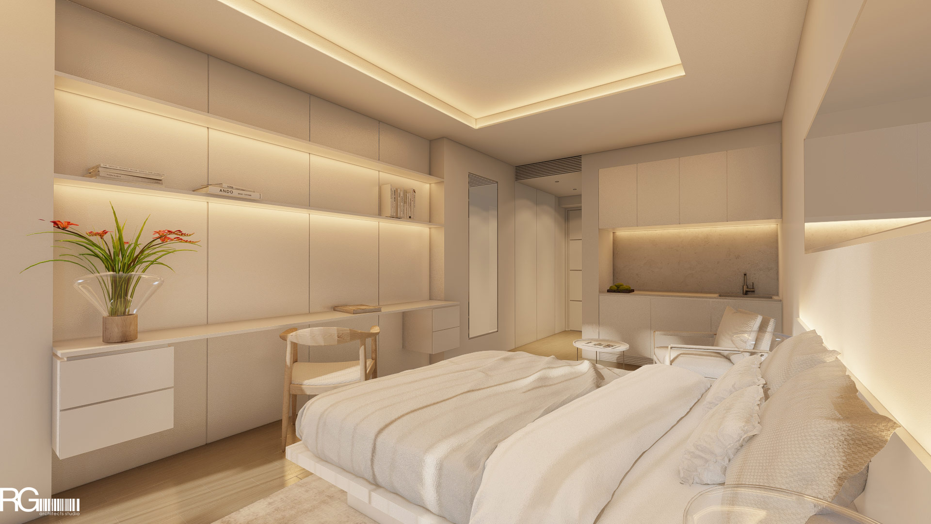 Návrh interiéru hotelového pokoje v Hotelu Ponderosa, Tenerife, Kanárské ostrovy – architekt Radomír Grafek