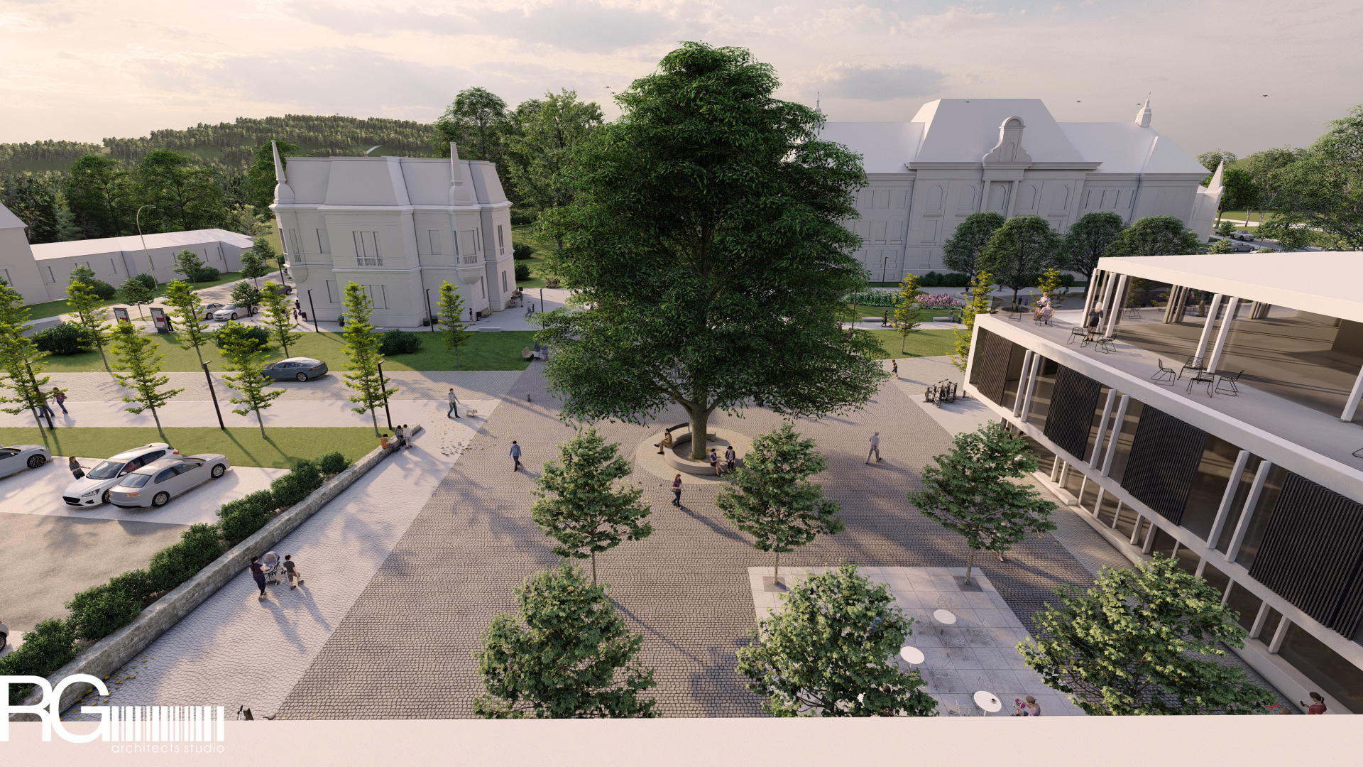 Rekonstrukce náměstí a středu města Velký Šenov – urbanistická studie od RG architects studio (xxxxx)
