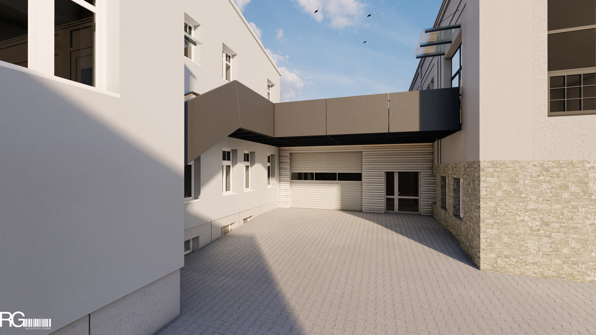 Návrh interiéru showroomu firmy SAMAT v Jiřetíně pod Jedlovou od RG architects studio (venkovní lávka) (9)