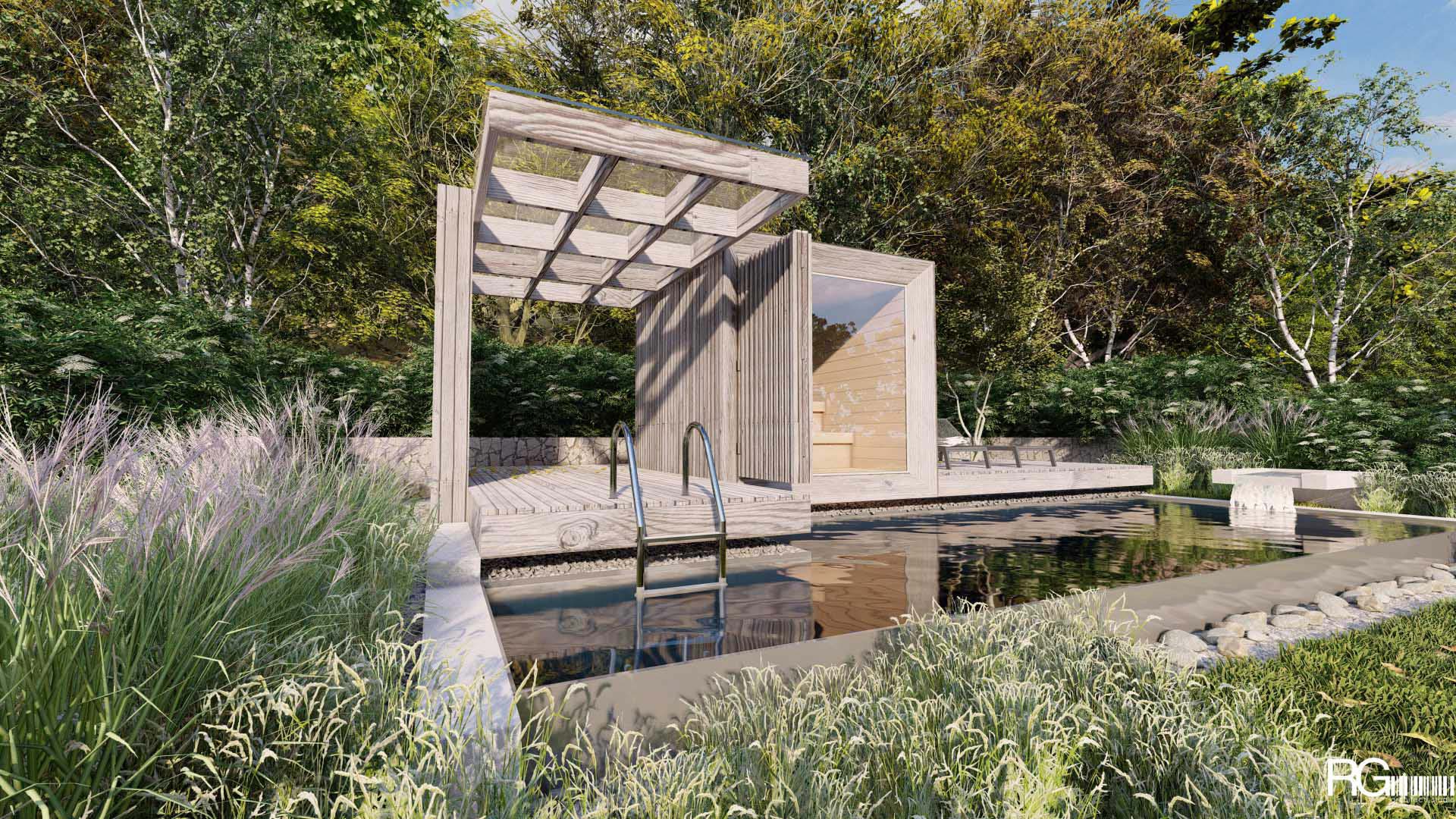 Venkovní sauna s bazénem u RD v Hodkovicích nad Mohelkou od RG architects studio (3)