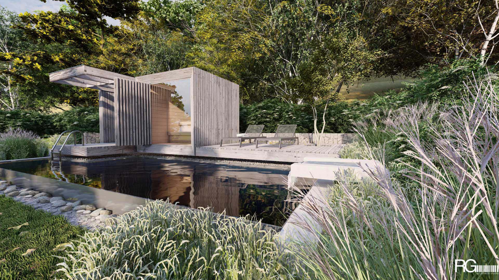Venkovní sauna s bazénem u RD v Hodkovicích nad Mohelkou od RG architects studio (4)