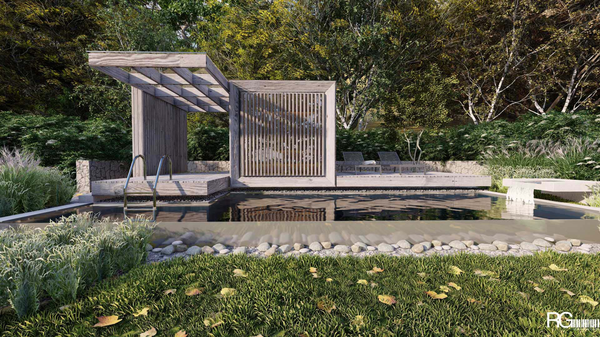 Venkovní sauna s bazénem u RD v Hodkovicích nad Mohelkou od RG architects studio (5)