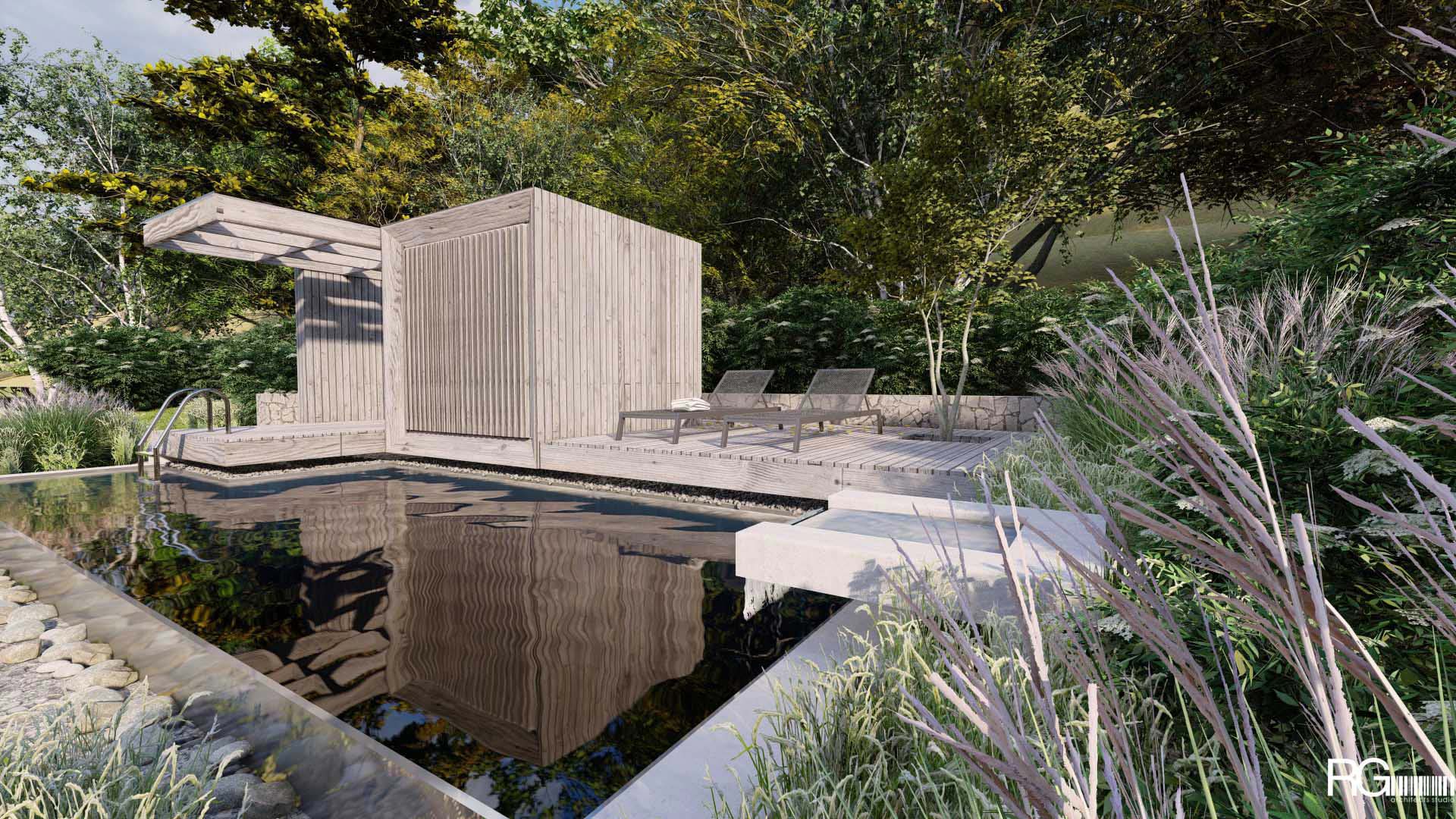 Venkovní sauna s bazénem u RD v Hodkovicích nad Mohelkou od RG architects studio (6)