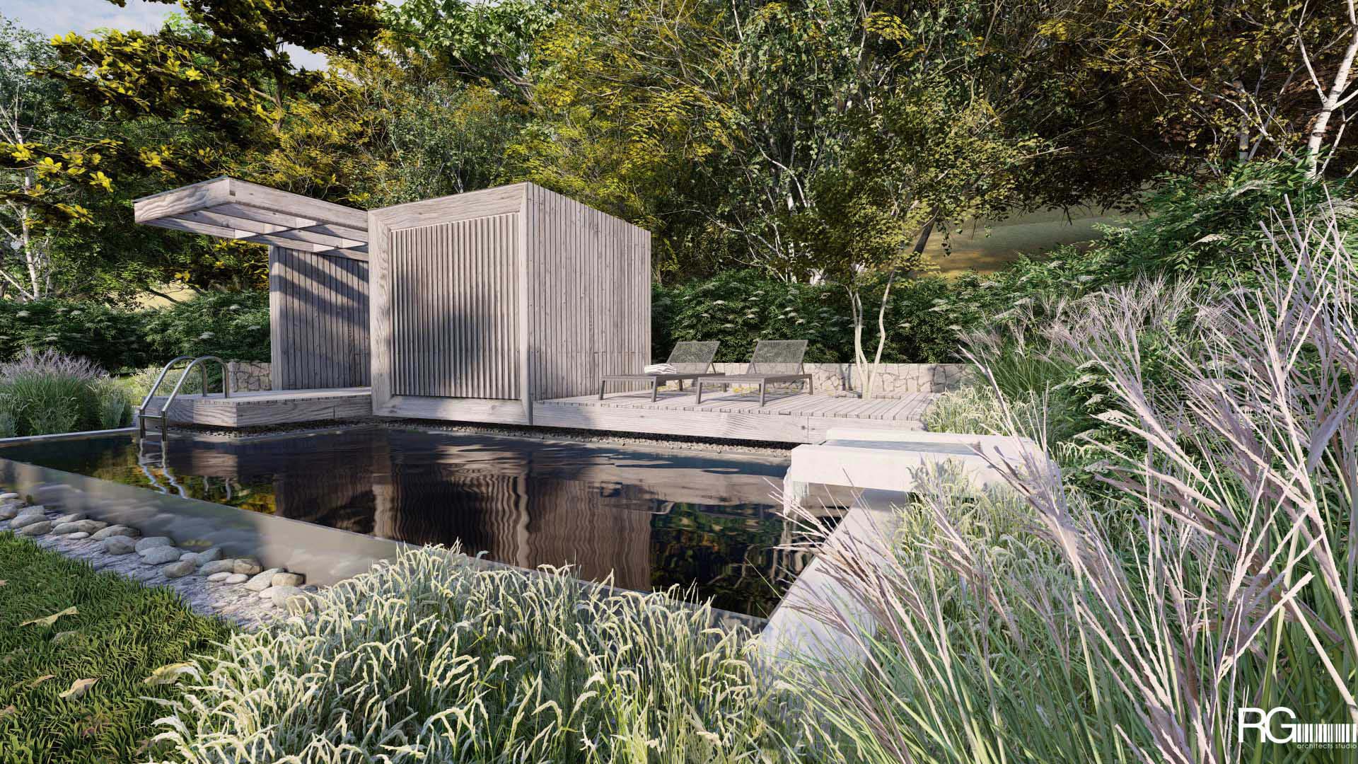 Venkovní sauna s bazénem u RD v Hodkovicích nad Mohelkou od RG architects studio (8)