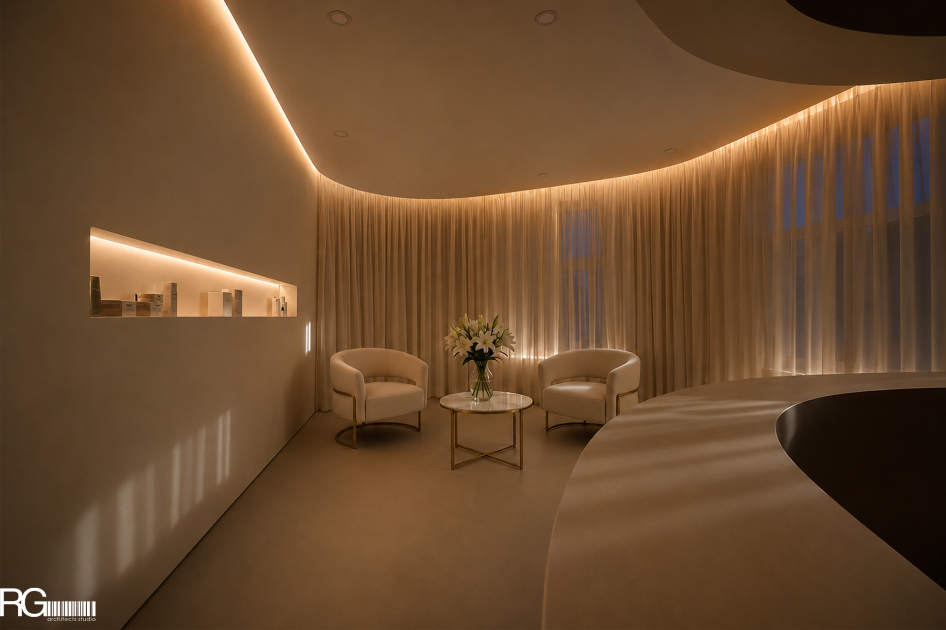 Realizace interiéru kosmetického studia LOLA cosmetic, Varnsdorf od RG architects studio 11