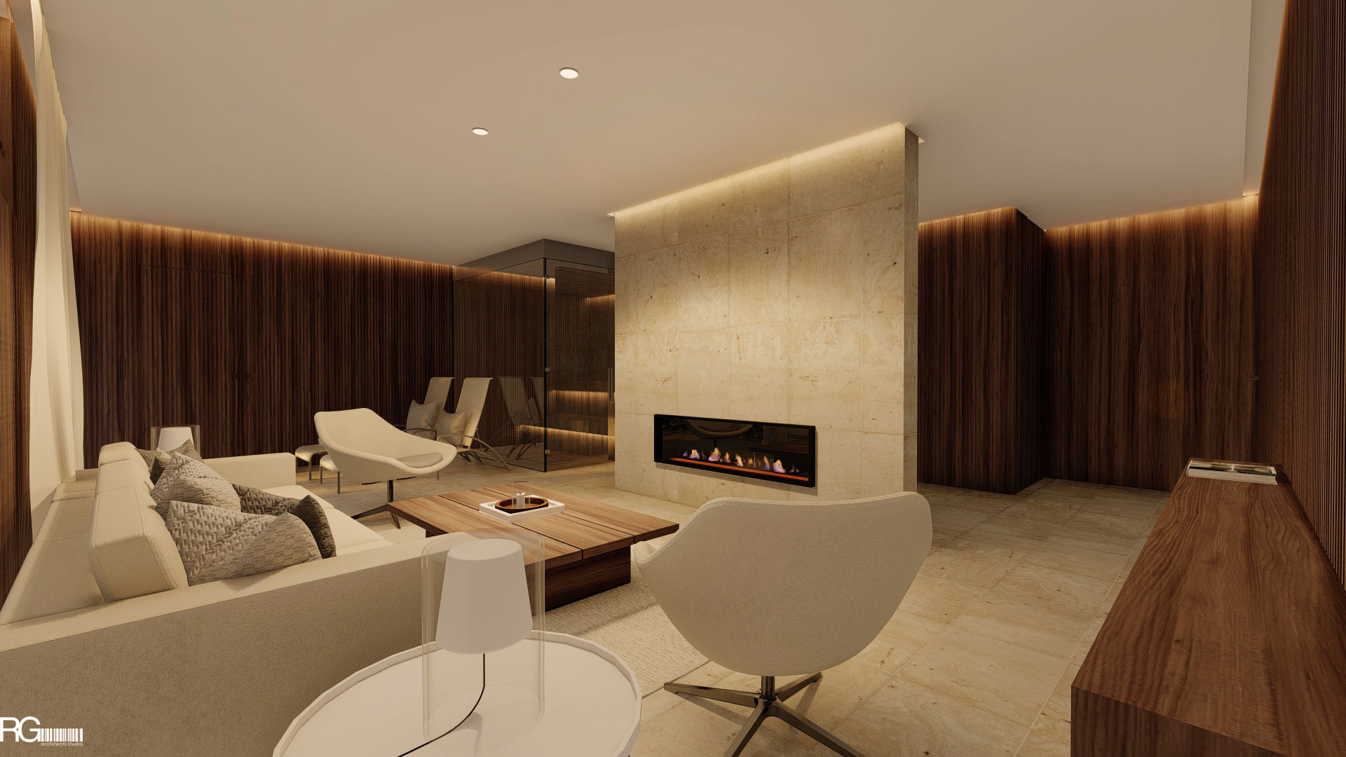 Návrh interiéru wellness zóny v rodinném domě v Liberci, od RG architects studio (06)