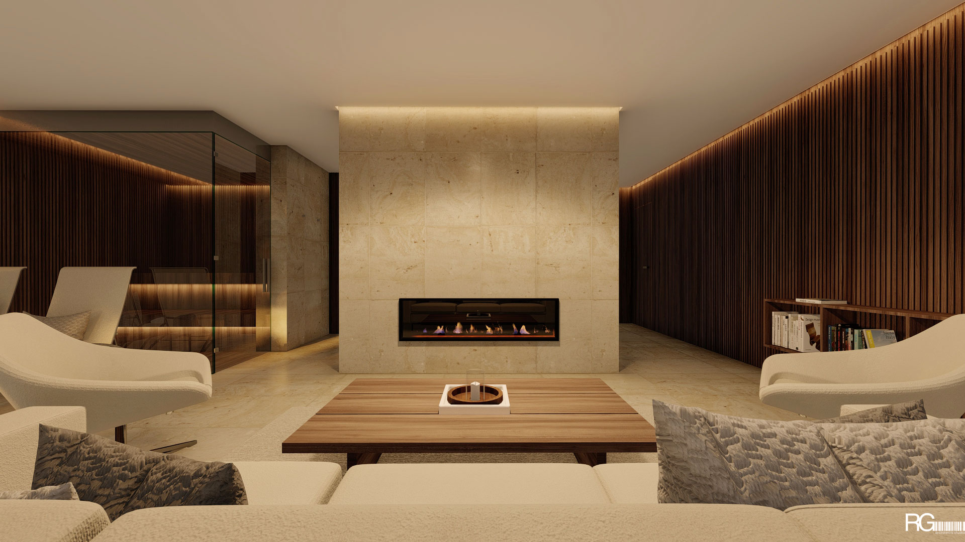 Návrh interiéru wellness zóny v rodinném domě v Liberci, od RG architects studio