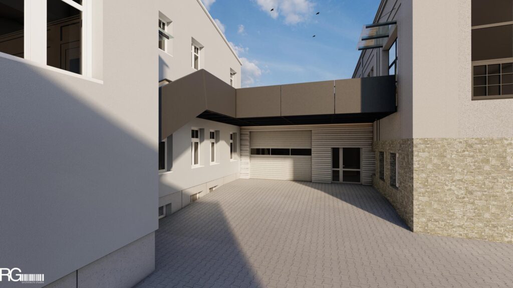Propojovací lávka administrativních budov ve firmě SAMAT, Jiřetín pod Jedlovou, od ateliéru RG architects studio – architekt Radomír Grafek