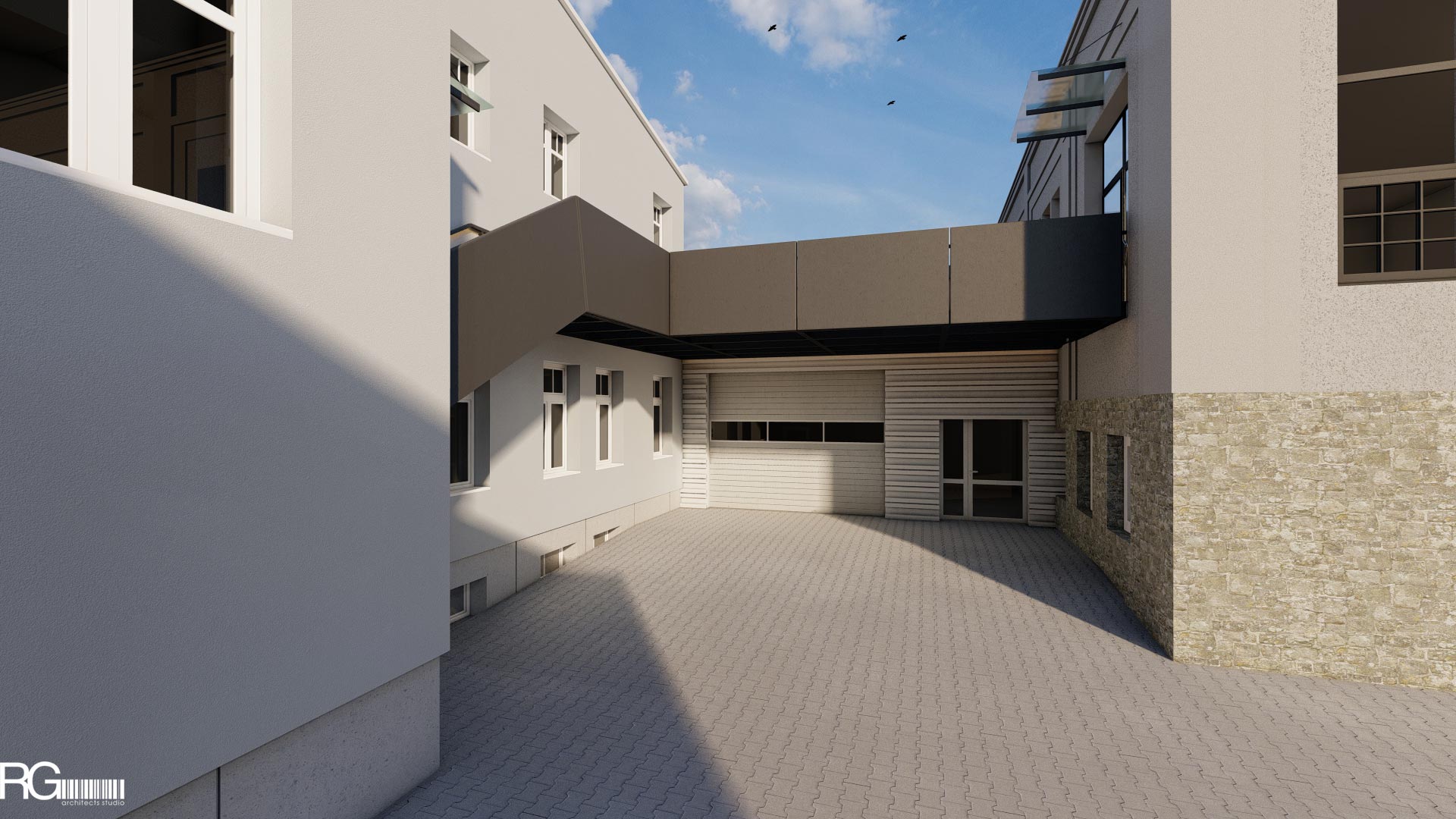 Propojovací lávka administrativních budov ve firmě SAMAT, Jiřetín pod Jedlovou, RG architects studio