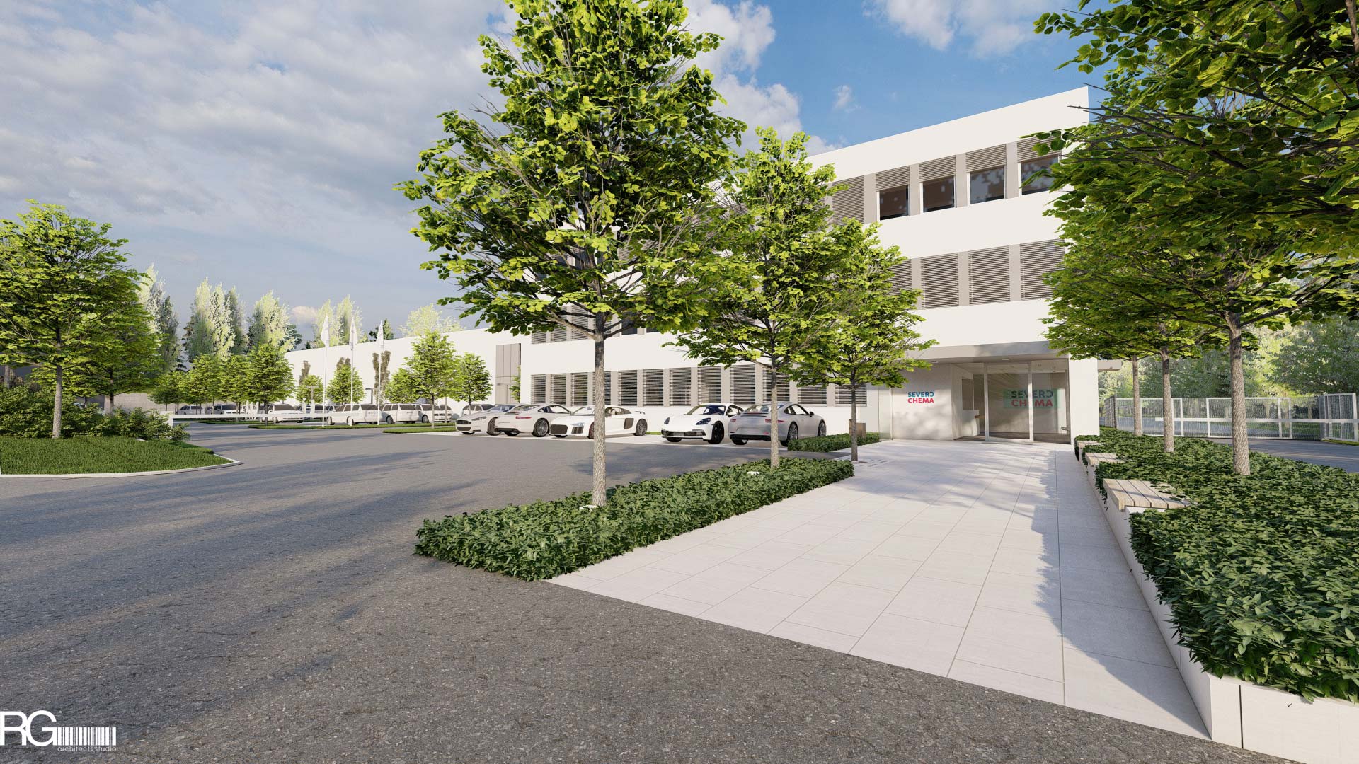 Severochema Liberec, návrh venkovních úprav od RG architects studio