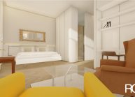 Návrh interiéru pokoje penzionu Šluknov od ateliéru RG architects studio – architekt Radomír Grafek