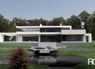 Funkcionalistická rodinná vila pod Špičákem, Varnsdorf – podvečer.