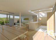 Studie rodinného domu v Chotyni u Hrádku nad Nisou od architekta Radomíra Grafka. Interiér – jídelní část.