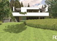 Studie minimalistického rodinného domu v Liberci od architekta Radomíra Grafka, celkový pohled