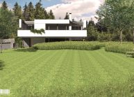Studie minimalistického rodinného domu v Liberci od architekta Radomíra Grafka, pohled ze zahrady