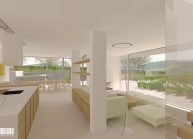 Studie minimalistického rodinného domu v Liberci od architekta Radomíra Grafka, interiér – otevřené přízemí